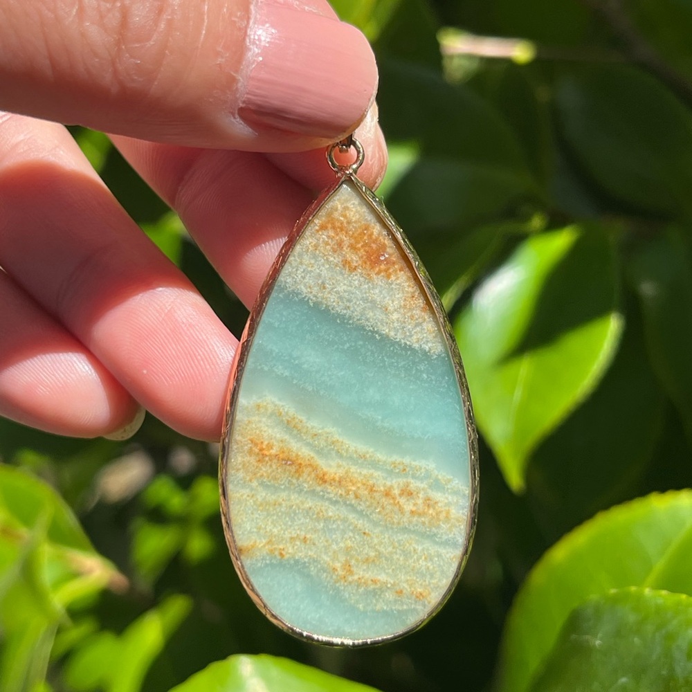 Gold plated carribean calcite pendant 1435‎ - Picture 4 of 4